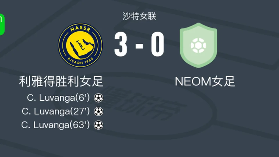 利雅得胜利女足3-0大胜NEOM女足，C. Luvanga帽子戏法