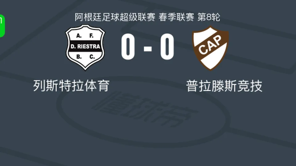 列斯特拉体育0-0普拉滕斯竞技，双方互有攻守遭阿超4连平