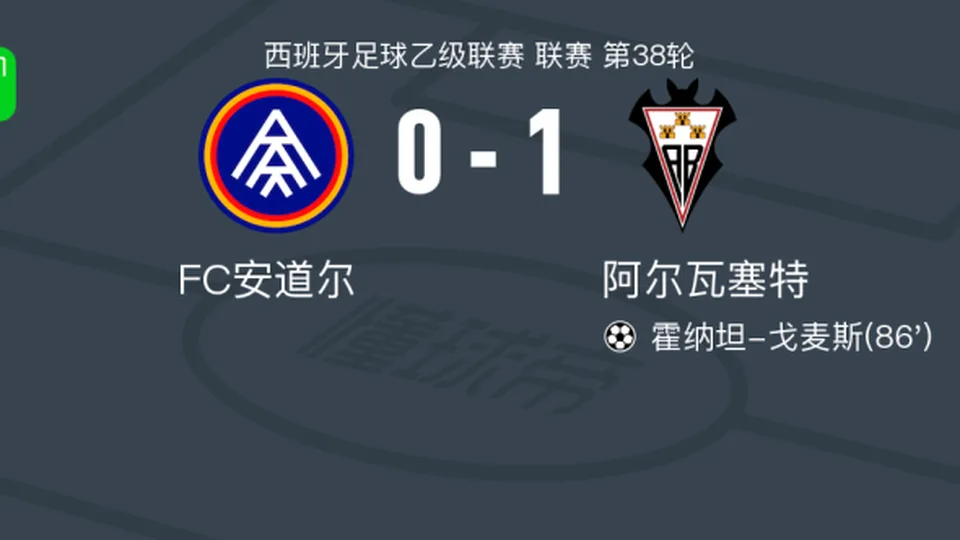 阿尔瓦塞特1-0FC安道尔，霍纳坦-戈麦斯绝杀