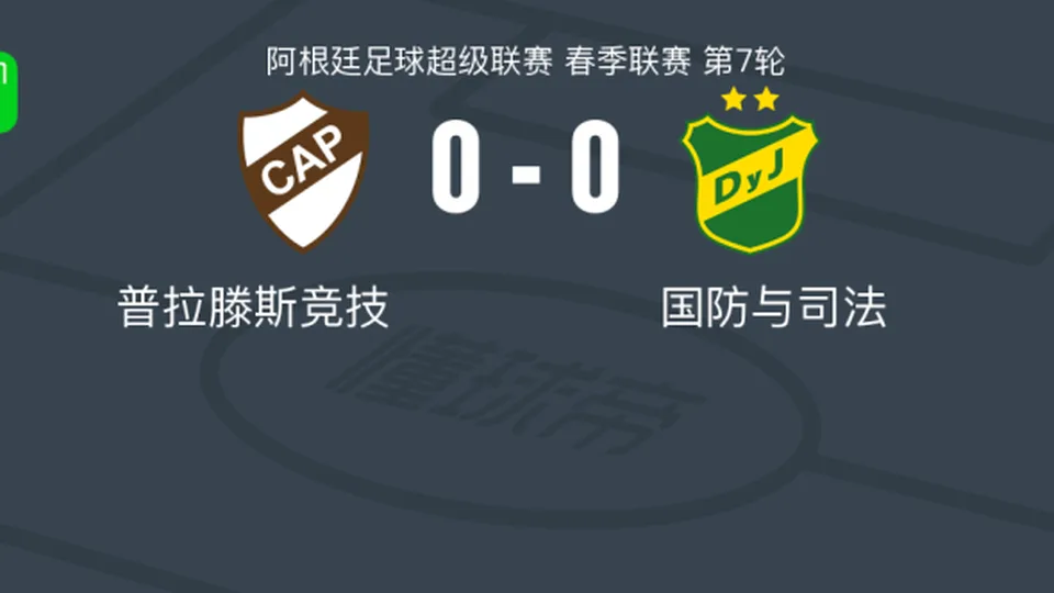 普拉滕斯竞技0-0国防与司法，难分伯仲